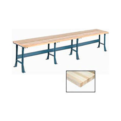 Global Industrial Production Workbench w/ Maple Square Edge Top, 180"W x 36"D, Gray