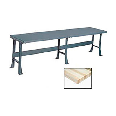 Global Industrial Production Workbench w/ Maple Square Edge Top, 120"W x 36"D, Gray