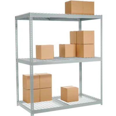 Global Industrial Wide Span Rack 48Wx48Dx96H, 3 Shelves Wire Deck 1200 Lb Cap. Per Level, Gray