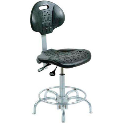 BioFit Ergonomic Stool - Self-skinned Urethane - Seat Heat 24" - 31" - Black w/Chrome Plated Parts