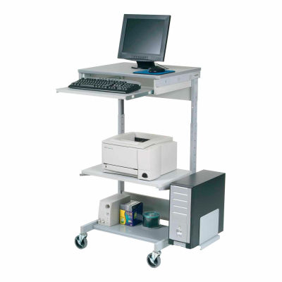 Global Industrial™ Mobile Computer Workstation avec printer Shelf et CPU Holder, Gray