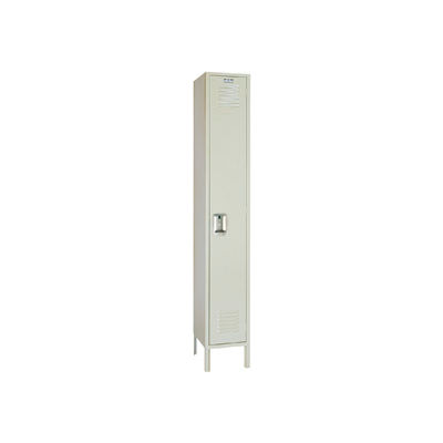 Lyon Single Tier 1 Door Steel Locker With Recessed Handle, 15"Wx18"Dx72"H, Putty, Unassembled