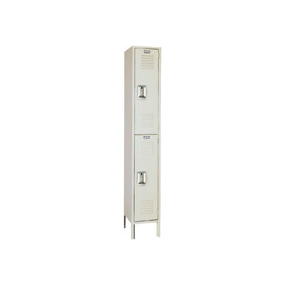 Lyon Double Tier 2 Door Steel Locker With Recessed Handle, 12"Wx18"Dx36"H, Putty, Unassembled