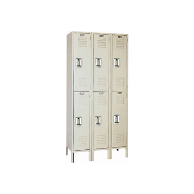 Lyon Double Tier 6 Door Steel Locker With Recessed Handle, 12"Wx12"Dx30"H, Putty, Unassembled