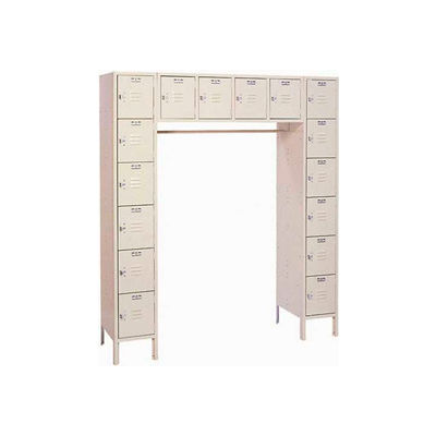 Lyon 16 Person Locker With Hasp Handles, 69"Wx18"Dx78"H, Putty, Unassembled