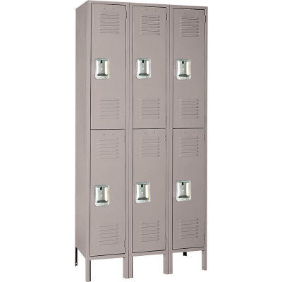 Lyon Double Tier 6 Door Steel Locker With Recessed Handle, 12"Wx12"Dx30"H, Gray, Assembled