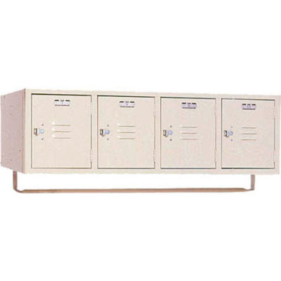 Lyon Single Tier 4 Door Wall Mount Locker With Hasp Handles, 12"Wx18"Dx12"H, Putty, Assembled