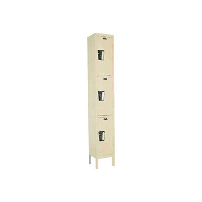 Hallowell UY1258-3A- Maintenance-Free Quiet Locker Triple Tier 12x15x24 - 3 Doors Assembled - Tan