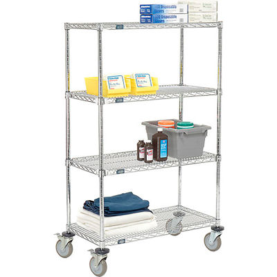 Nexel® E-Z Adjust Wire Shelf Truck 36x24x60 1200 Pound Capacity with Brakes