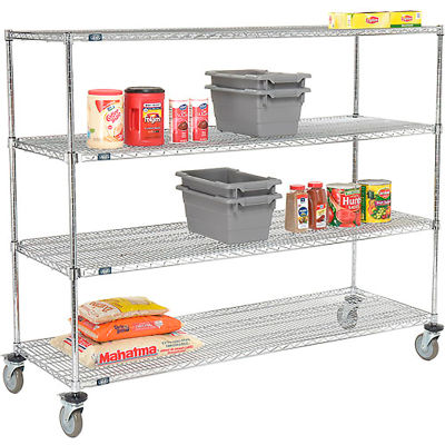 Nexel® E-Z Adjust Wire Shelf Truck With Brakes, 72" x 18" x 69", 1200 Lb. Capacity