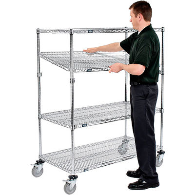 Nexel® E-Z Adjust Wire Shelf Truck 48x24x69 1200 Pound Capacity with Brakes