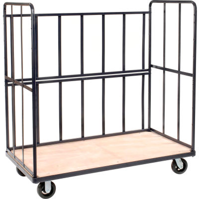 Global Industrial® 3 Sided Steel Truck, 2 Shelves, 2000 lb. Capacity, 60"L x 30"W x 64"H
