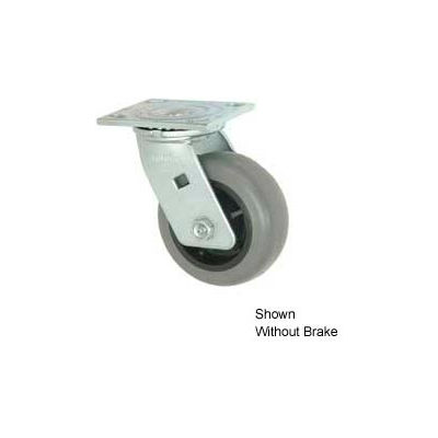 Faultless Swivel Plate Caster 493-4RB 4" TPR Wheel with Brake