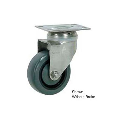 Faultless Stainless Steel Swivel Plate Caster S896-5TB 5" Polyurethane Wheel with Brake