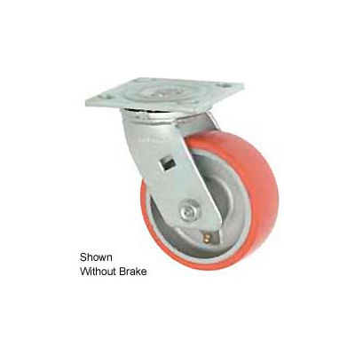 Faultless Swivel Plate Caster 1438-5RB 5" Mold-On Poly Wheel with Brake