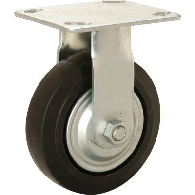 Global Industrial™ Heavy Duty Rigid Plate Caster 5" Mold-on Rubber Wheel 350 lb. Capacité