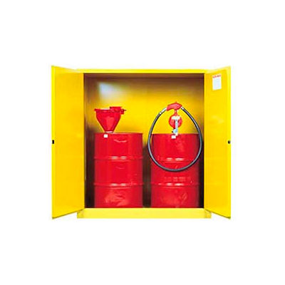 Justrite® tambour Cabinet 110 GAL capacité verticale manuelle étroite inflammable W / Support de tambour