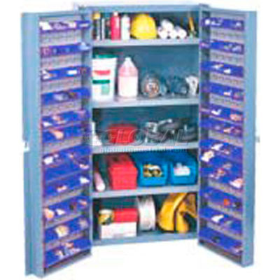 Global Industrial™ Bin Cabinet Deep Door 96 BL Bin, Shelves, 16 Ga Unassembled Cabinet 38x24x72