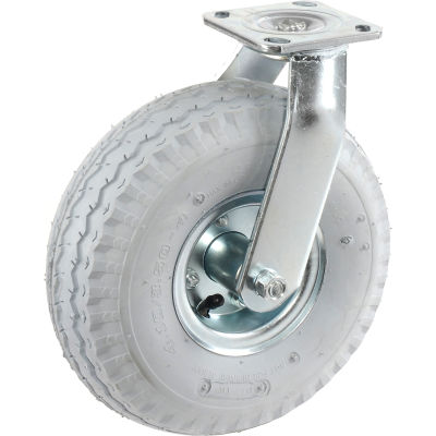 Global Industrial™ Swivel Plate Caster 10" Full Pneumatic Wheel 330 Lb. Capacity