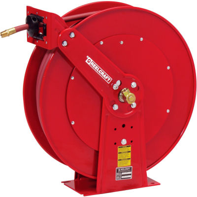 Reelcraft 82100 OLP 1/2"x100' 300PSI Heavy Duty Dual Pedestal Spring Retractable Steel Air Hose Reel