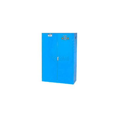 Armoire de rangement verticale à l’acide Justrite de 45 gallons, fermeture manuelle, 2 portes, 43 po L x 18 po P x 65 po H, bleu