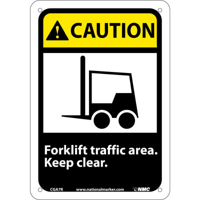 Panneaux graphiques - Attention zone à circulation chariot élévateur - Plastique, 7 po l x 10 po H