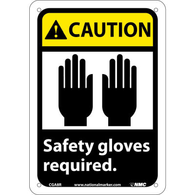 Panneaux graphiques - « Caution Safety Gloves Required » - Plastique, 7 po l x 10 po H