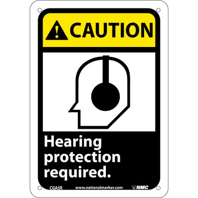 Signes graphiques - Caution Hearing Protection - Plastique 7 po larg. X 10 po haut.