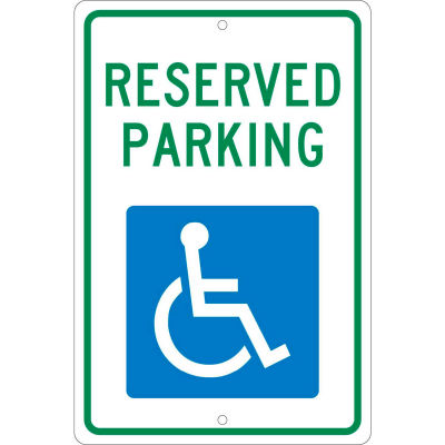 Aluminum Sign - Reserved Parking Handicapped Logo - .063" Thick, TM87H