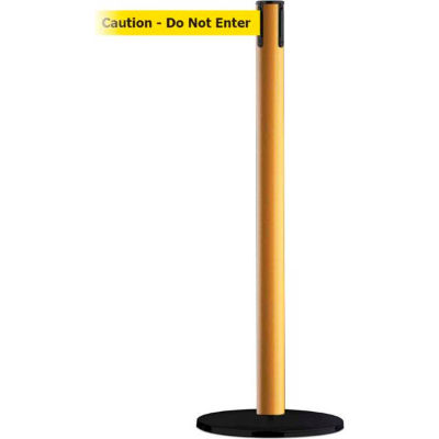 Barrière de ceinture rétractable Tensabarrier®, 7-1/2' Ceinture jaune « Attention », poteau jaune de 37 »