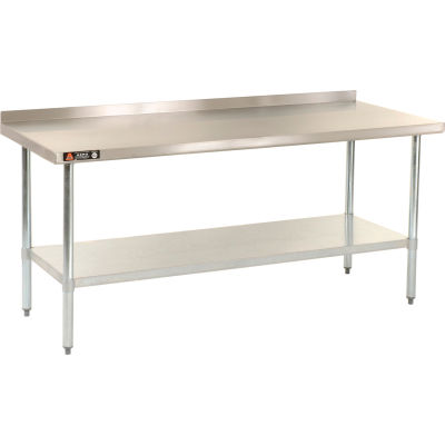 Aero Manufacturing 430 Table en acier inoxydable, 96 x 30 », sous étagère, dosseret 2-1/4 », calibre 18