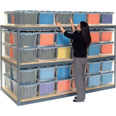 Global Industrial™ Record Storage Rack 96"W x 24"D x 60"H Avec des boîtes de fichiers de polyéthylène - Gris