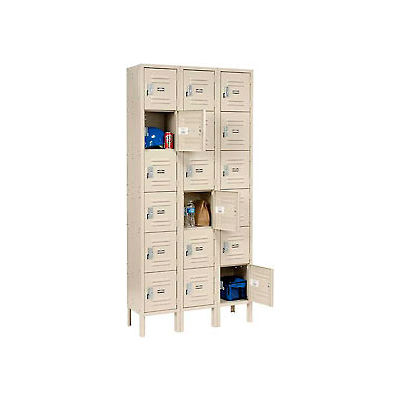 Global Industrial Paramount® Six Tier 18 Door Locker, 12"Wx15"Dx12"H, Tan, Unassembled