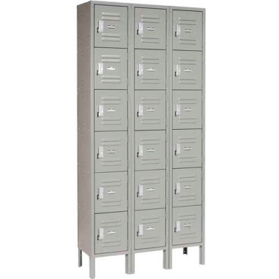 Global Industrial Paramount® Six Tier 18 Door Locker, 12"Wx15"Dx12"H, Gray, Unassembled