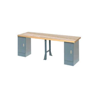 Global Industrial™ Extra Long Industrial Workbench, 2 armoires, 120 » L x 30 » P, Gris