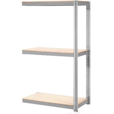 Global Industrial 3 Shelf, Boltless Shelving, Add-On, Solid Deck, 2400 lb Cap, 96"L x 36"P x 84"H, USA