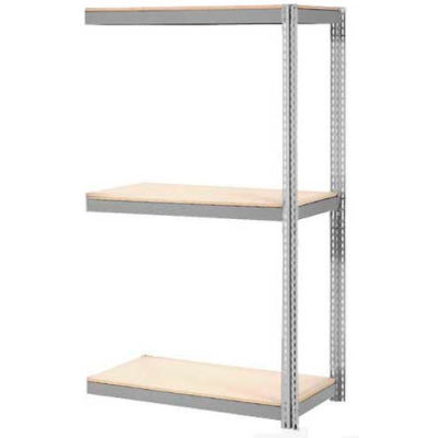 Global Industrial 3 Shelf, Boltless Shelving, Add-On, Solid Deck, 3300 lb Cap, 96"L x 36"P x 84"H, USA