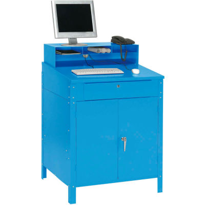 Global Industrial™ Cabinet Shop Desk w / Pigeonhole Riser, 34-1 / 2 « W x 30"D, Bleu