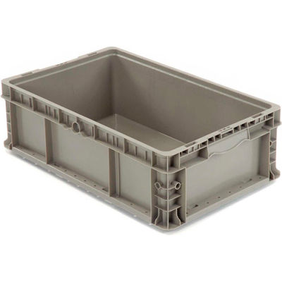 Global Industrial Stackable Straight Wall Container, Solid, 24"Lx15"Wx9-1/2"H, Gray
