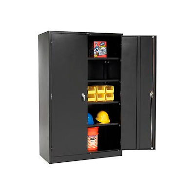 Armoire de rangement industrielle™ robuste Global, poignée tournante, 48 po L x 24 po P x 78 po H, noir, assemblée