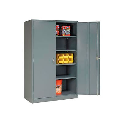 Armoire de rangement industrielle™ robuste Global, poignée tournante, 48 po L x 24 po P x 78 po H, gris, assemblé