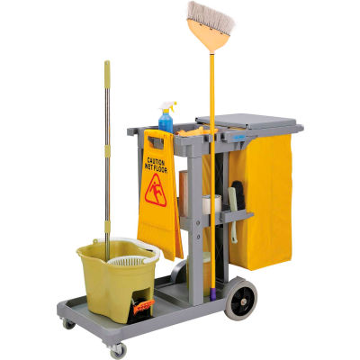 Global Industrial™ Janitor Cart Gray avec 25 gallon salage en vinyle