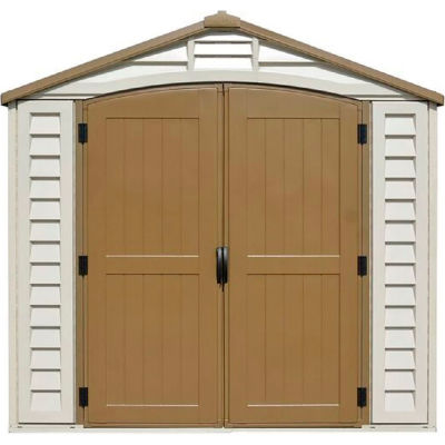 Hangar de rangement en vinyle DuraMax DuraPlus 30114 8-1/16' W x 8-1/8 serait x 7-11/16' H, comprenant la Fondation