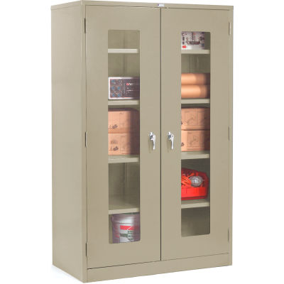 Global Industrial™ Clear View Storage Cabinet Easy Assembly 36x18x78 - Tan