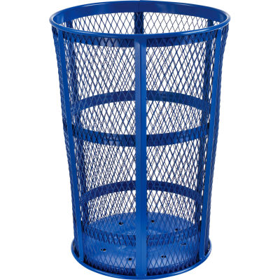 Global Industrial™ Outdoor Steel Mesh Corrosion Resistant Trash Can, 48 Gallon, Bleu