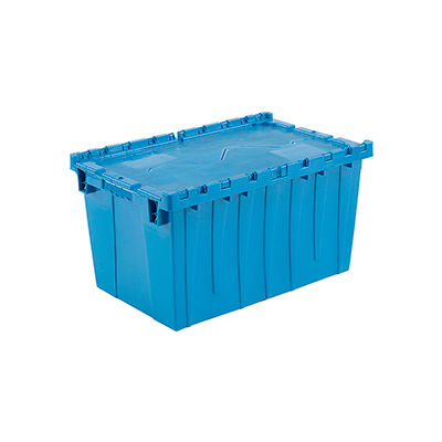 Plastic Attached Lid Shipping & Storage Container, 25-1/4x16-1/4x13-3/4, Red