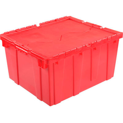 Global Industrial Plastic Attached Lid Shipping & Storage Container 23-3/4x19-1/4x12-1/2 Red