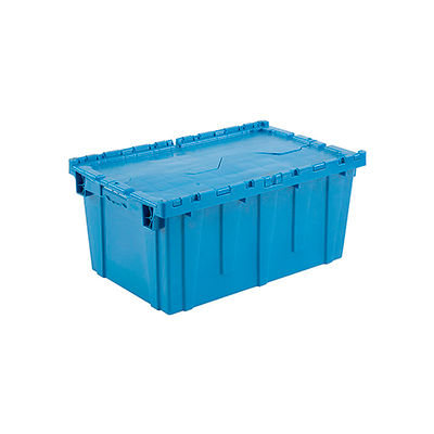 Global Industrial™ Plastic Attached Lid Shipping and Storage Container 27-3/16x16-5/8x12-1/2 BL