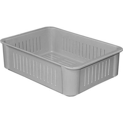 Molded Fiberglass Toteline Stacking Wash Box 802048 -16-1/2"L x 11-3/8"W x 4-5/8"H, Gray