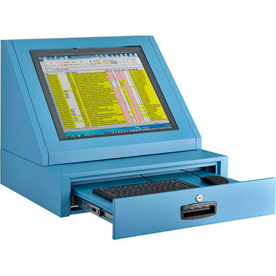 Global Industrial™ Countertop LCD Console Armoire d’ordinateur, Bleu